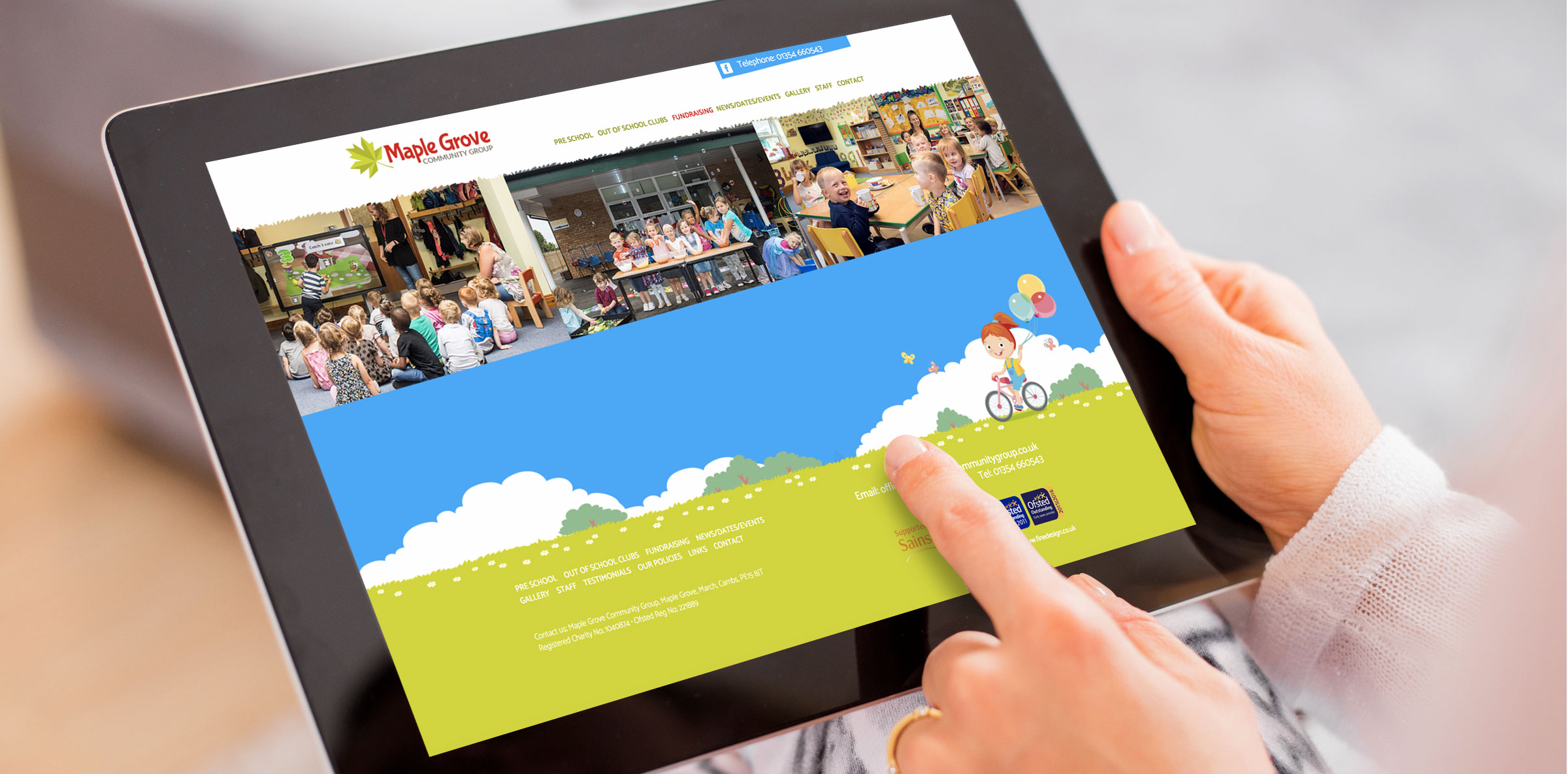 Maple Grove Primary School responsive website displaying on tablet