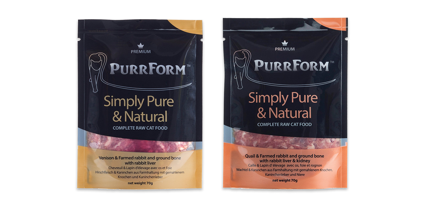 Purrform Raw Cat Food Packaging design Abbots Langley North London